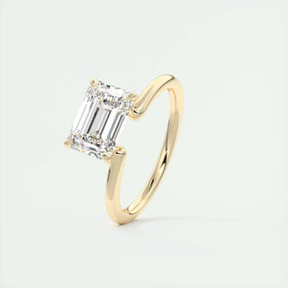 1.91 CT Emerald Cut Solitaire Moissanite Engagement Ring