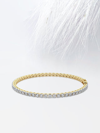 Pulsera de tenis con diamantes de moissanita redondos de 3,0 ct en oro blanco de 18 quilates