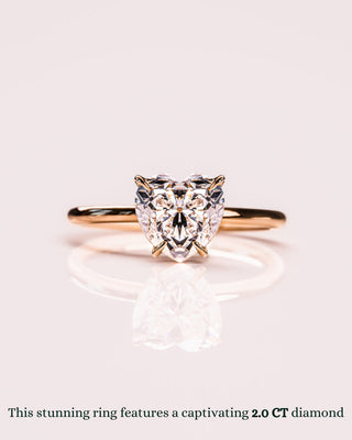 1.0 - 3.0 CT Heart  CVD Diamond Solitaire Engagement Ring