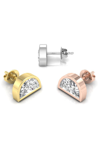 Half Moon Cut Stud Moissanite Diamond Earrings for Her