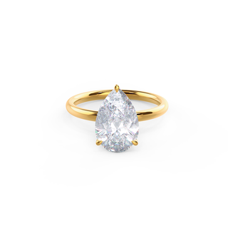 2.0ct Pear Cut Moissanite Diamond Petite Solitare Engagement Ring - ELITE CARAT