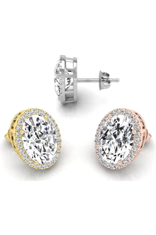 Boucles d'oreilles à tige en moissanite avec diamants taille ovale pour femmes