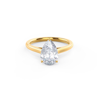 4.0ct Pear Cut Moissanite Diamond Cathedral Solitare Engagement Ring - ELITE CARAT