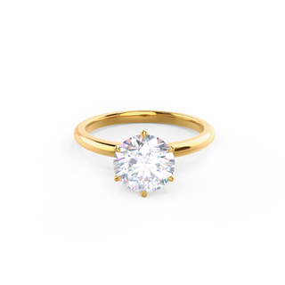 Anillo de compromiso de moissanita de seis puntas y diamante redondo de 2,50 ct en oro blanco de 14 quilates