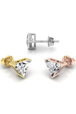 Boucles d'oreilles à tige en diamant et moissanite en forme de triangle pour femmes