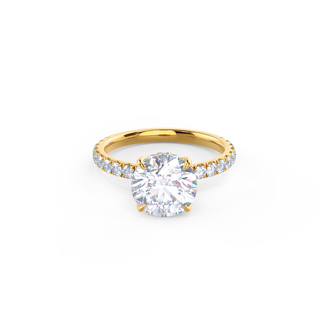 Bague de fiançailles en moissanite ronde cachée avec halo de diamants pavés de 1,50 ct