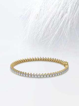 Pulsera de tenis con diamantes y moissanita en forma de pera de 7,0 ct en oro rosa de 14 quilates