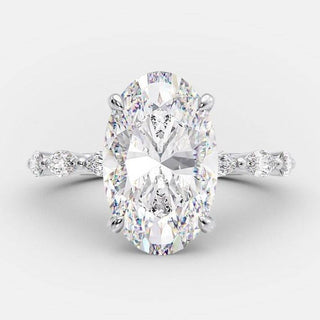 3.0ct Oval Cut Moissanite Diamond Pave Engagement Ring - ELITE CARAT