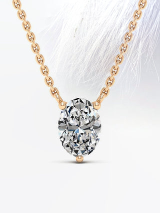 Collier solitaire en diamant moissanite à taille ovale pour elle