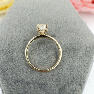 Anillo de compromiso con halo oculto de moissanita y diamante de talla pera de 3,0 quilates