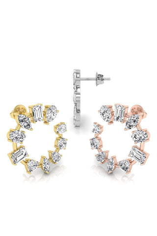 Boucles d'oreilles en forme de cercle de diamants et de moissanite pour elle