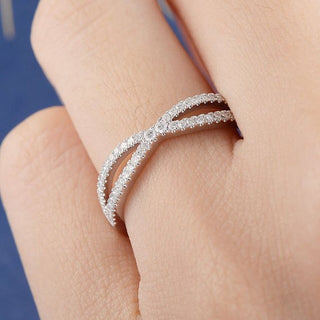 Round Brilliant Cut Half Eternity Split Wedding Band