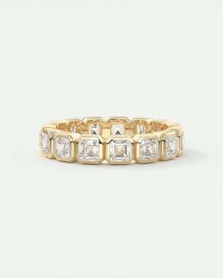 2.25 TCW Asscher CVD Diamond Bezel Wedding Band