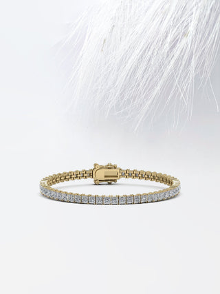 Pulsera de tenis con diamantes redondos y moissanita en oro blanco