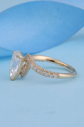 Bague de fiançailles en moissanite taille poire de 2,0 carats de style tension 