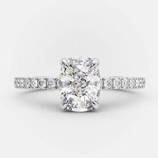 1.70ct Cushion Cut Moissanite Hidden Halo Engagement Ring - ELITE CARAT