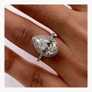 2.51ct Pear F- VS  Diamond Engagement Ring With Halo & Pave Setting