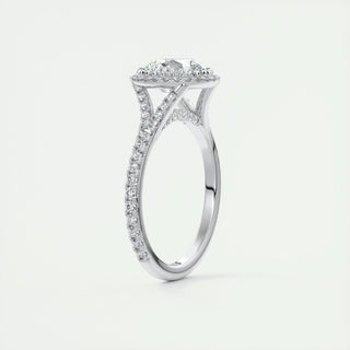 1.0-3.0 ct Round Diamond Engagement Ring With Halo & Pave Setting