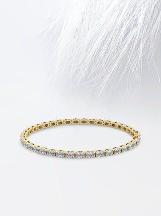 Pulsera de tenis con diamantes de moissanita ovalados de 5,0 ct en oro amarillo de 14 quilates