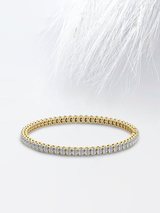 Pulsera de diamantes de tenis de moissanita de talla ovalada de 8,0 ct en oro blanco de 14 k