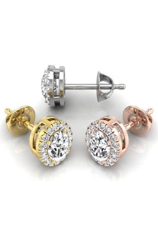 Boucles d'oreilles à tige en diamant halo de moissanite à taille ovale pour elle