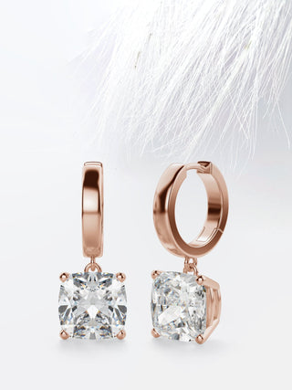 Boucles d'oreilles en diamant solitaire coussin et moissanite pour femmes