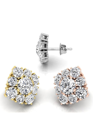 Boucles d'oreilles rondes uniques en diamant moissanite halo pour femmes