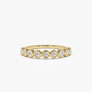 Alliance de mariage semi-éternité avec diamants taille ronde sertis en lunette pour mère