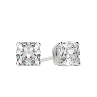 0.50-1.0 TCW Cushion Shaped Moissanite Solitaire Stud Earrings