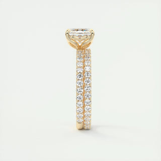 Anillo de compromiso con diamantes Asscher de 1,0 a 3,0 ct con engaste pavé