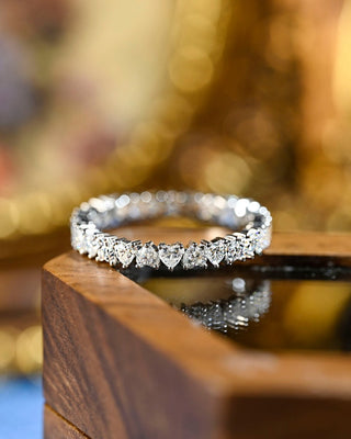 2.0 TCW Heart CVD Diamond Full Eternity Wedding Band