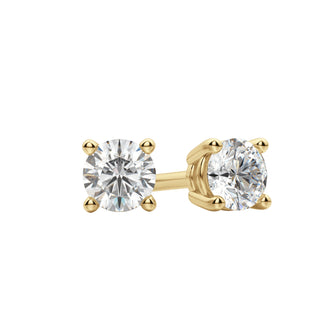 Boucles d'oreilles à tige solitaire en moissanite à taille ronde de 0,50 TCW à 1,0 TCW