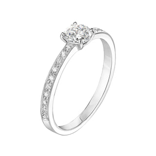 Bague de fiançailles avec pavé de moissanite de forme ronde de 0,30 ct