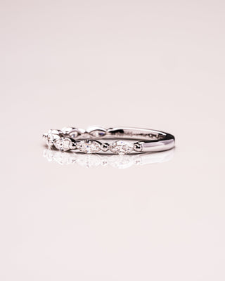 0.70 TCW Marquise CVD Diamond Half Eternity Bubble Prongs Wedding Band