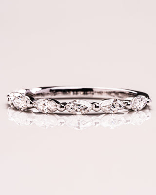 0.7 CT Marquise Shaped Moissanite Thin Wedding Band