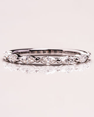 0.70 TCW Marquise CVD Diamond Half Eternity Bubble Prongs Wedding Band