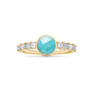 0.90CT Round Topaz Diamond-December Birthstone Pave Ring