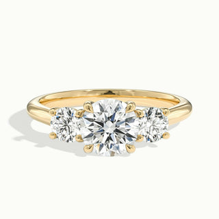 Bague de fiançailles à trois pierres avec diamants taille ronde et moissanite de 1,50 ct