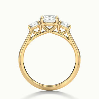 Bague de fiançailles à trois pierres avec diamants taille ronde et moissanite de 1,50 ct