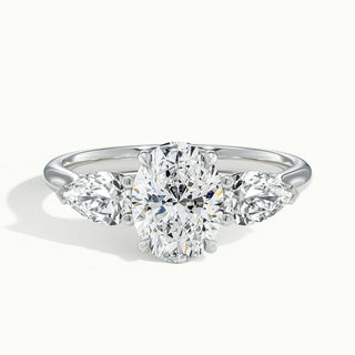 Bague de fiançailles en moissanite à trois diamants taille ovale de 2,0 ct