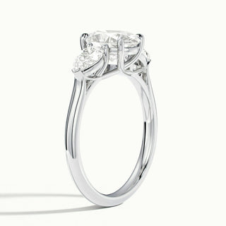 Bague de fiançailles en moissanite à trois diamants taille ovale de 2,0 ct