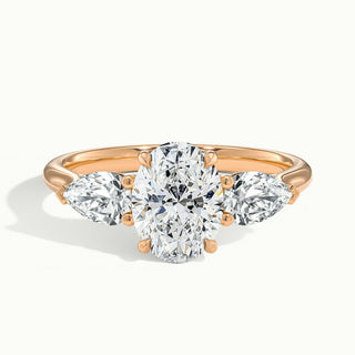 Bague de fiançailles en moissanite à trois diamants taille ovale de 2,0 ct