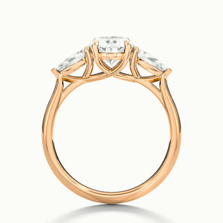 Bague de fiançailles en moissanite à trois diamants taille ovale de 2,0 ct