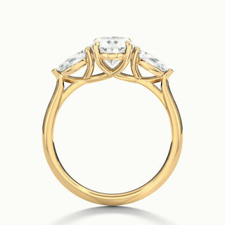 Bague de fiançailles en moissanite à trois diamants taille ovale de 2,0 ct