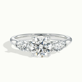 Bague de fiançailles en moissanite à trois diamants taille ronde de 1,0 ct