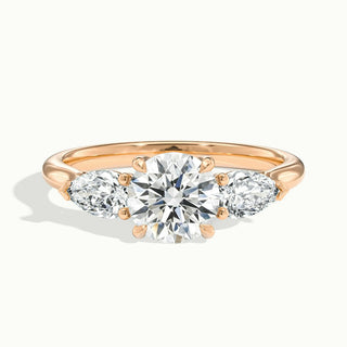 Bague de fiançailles en moissanite à trois diamants taille ronde de 1,0 ct