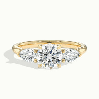 Bague de fiançailles en moissanite à trois diamants taille ronde de 1,0 ct