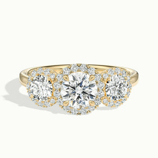 Bague de fiançailles en moissanite à trois diamants taille ronde de 1,50 ct