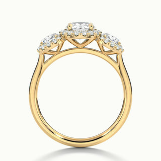 Bague de fiançailles en moissanite à trois diamants taille ronde de 1,50 ct