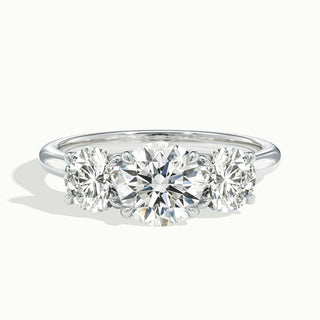 Bague de fiançailles en diamants à trois pierres en moissanite taille ronde de 2,0 ct